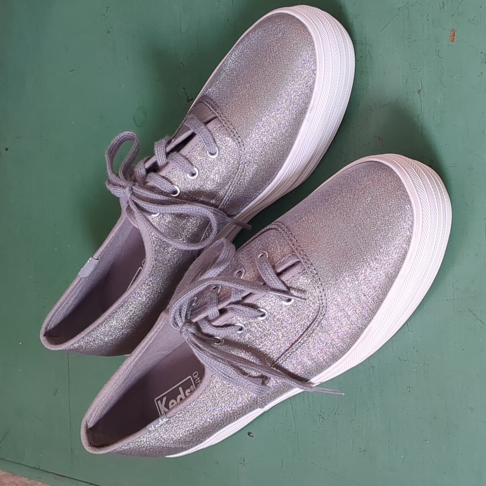 Keds Silver Sneakers Ortholite Lift Grey Sparkle 9.5